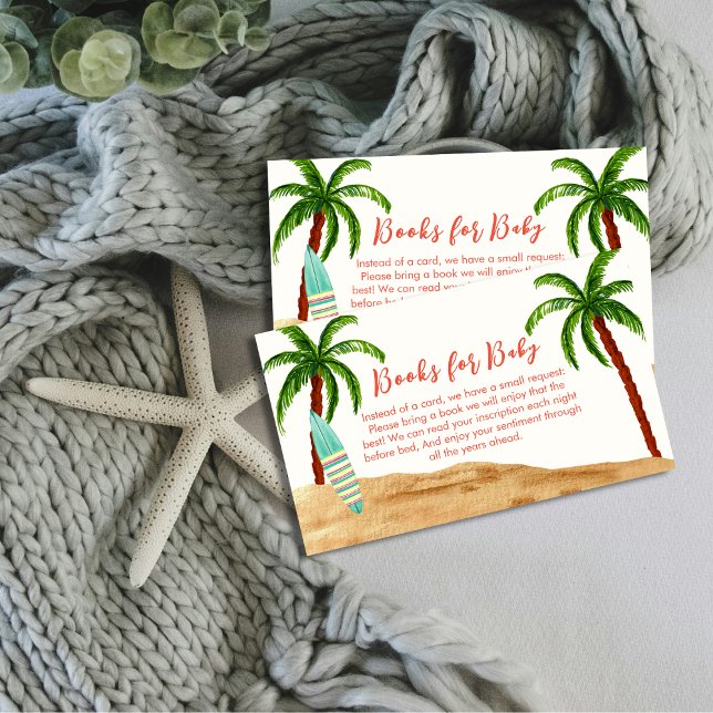 Tropical Surf Baby On Board Books For Baby Shower  Enclosure Card (Tropical Surf Baby On Board Books For Baby Shower Enclosure Card)