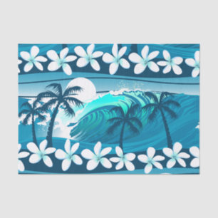 Tropical surf wave with palm trees tissue paper