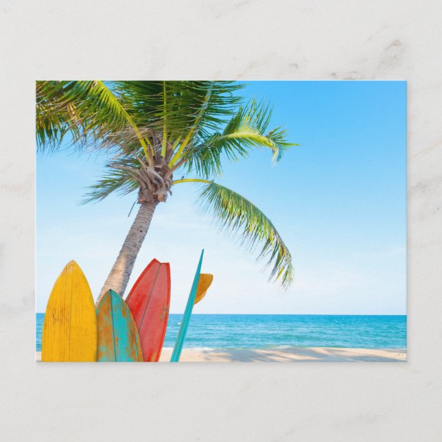 Tropical Surfboard Beach Postcard (Front)