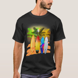 Tropical Surfboard Hawaii Beach Souvenir Surfing T-Shirt