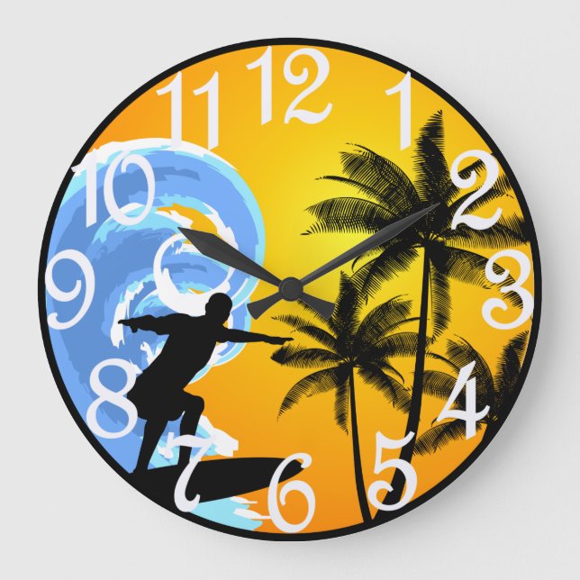 Tropical Surfer  Large Clock (Front)