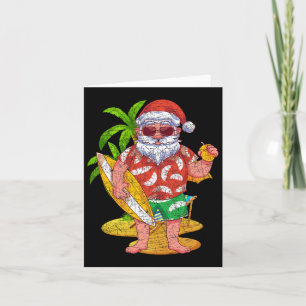Tropical Surfer Santa Claus Hawaii Summer Christma Card