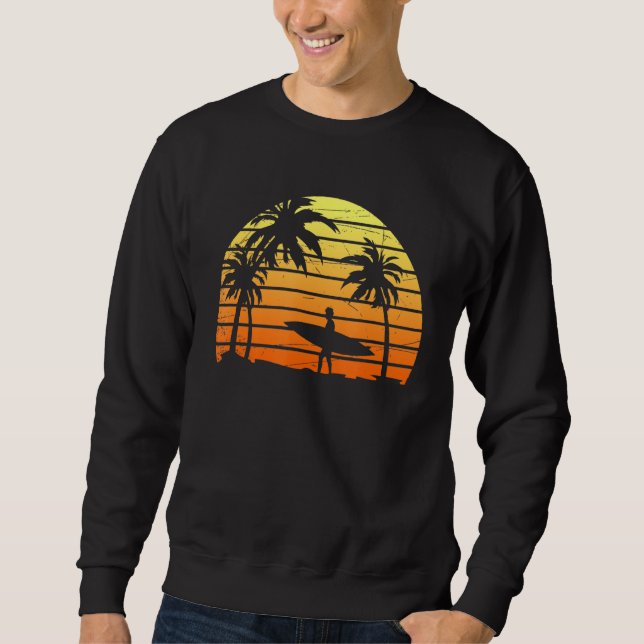 Tropical Surfer Water Sport Surf Surfboard Sunset  Sweatshirt (Front)