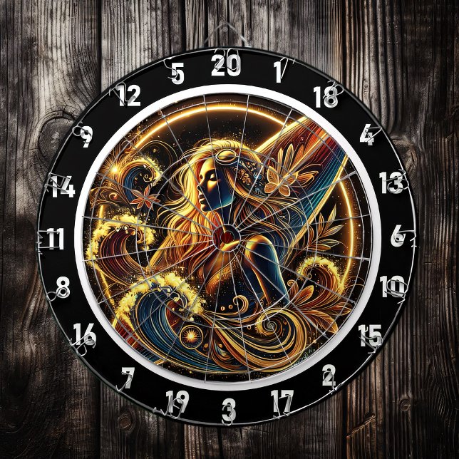 Tropical Surfer with Golden Sunset Art Dartboard (Creator Uploaded)