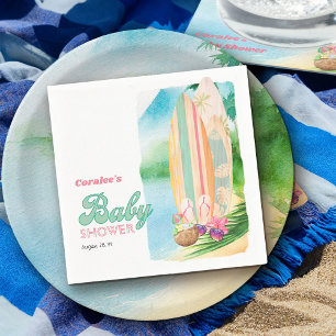 Tropical Surfing Beach Summer Baby Shower Napkin