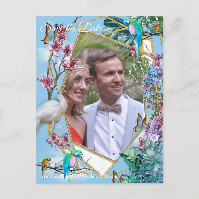 Tropical Surreal Landscape Announcement Postcard (Front)