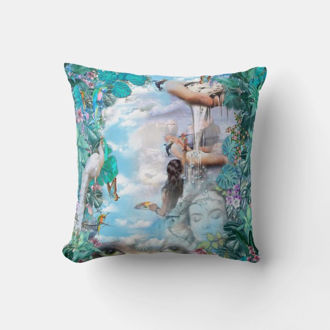Tropical Surrealism Fantasy Cushion (Front)