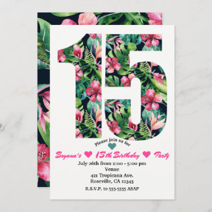 Tropical Sweet 15 15th Birthday Party Invitation