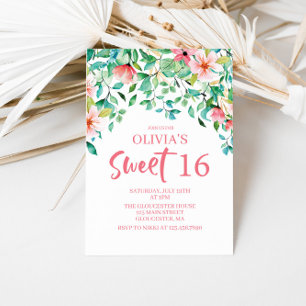Tropical Sweet 16 Aloha Luau Birthday Invitation