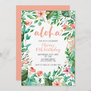 Tropical Sweet 16 Aloha Luau Birthday Invitation