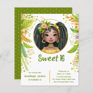 Tropical Sweet 16 Black Teenager Birthday Green