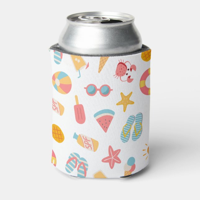 Tropical Swimming Pool Birthday Party Can Cooler (Can Back)