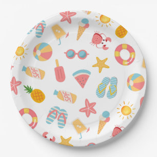 Tropical Swimming Pool Party Paper Plate
