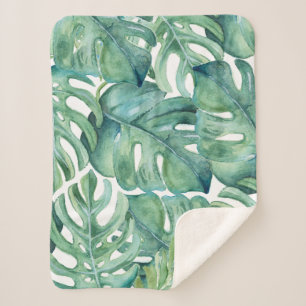 Tropical Swiss Cheese Plant  Sherpa Blanket