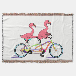 Tropical Tandem Flamingoes Throw Blanket