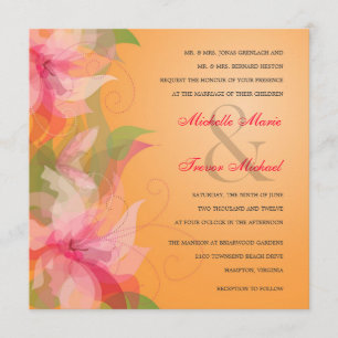 Tropical Tangerine & Fuschia Wedding Invitations