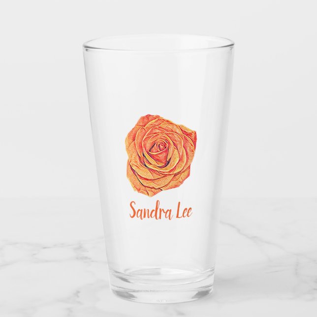 Tropical Tangerine Rose Glass (Front)