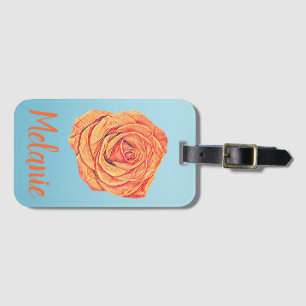 Tropical Tangerine Rose Luggage Tag