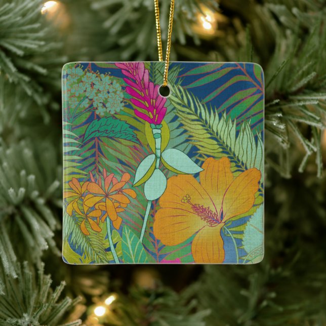 Tropical Tapestry II Ceramic Ornament (Tree)