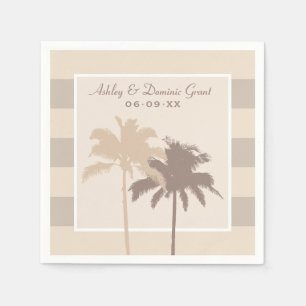 Tropical Taupe Palm Tree Beach Wedding Napkin