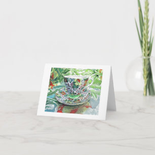 Tropical Tea Cup Blank Card-Thank you/Bon Voyage Thank You Card