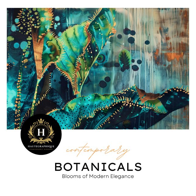 Tropical Teal and Gold Botanical Tissue Paper (Creator Uploaded)