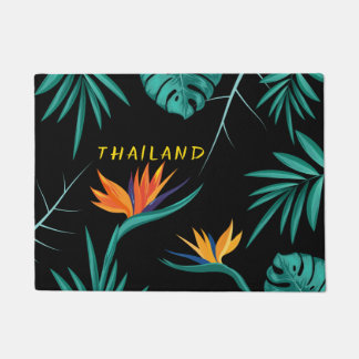 Tropical Teal Blue Green Palm Monogram Thailand Doormat