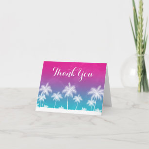 Tropical Teal Blue Pink Thank You Card