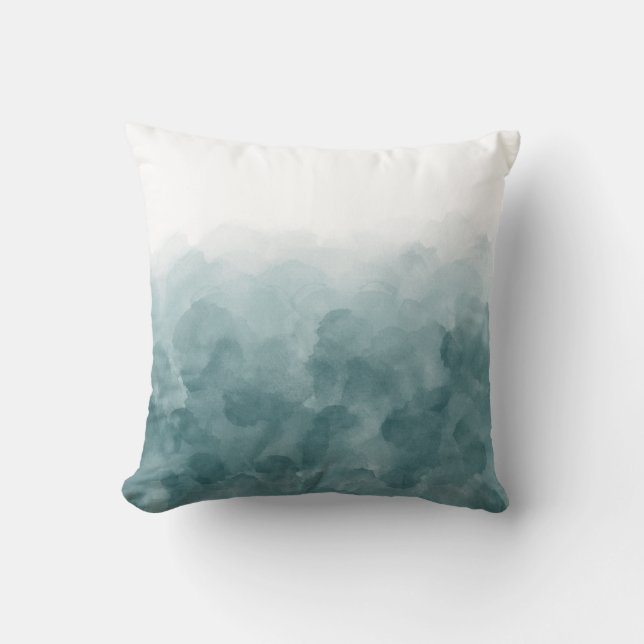 Tropical Teal Blue Watercolor Cushion (Front)