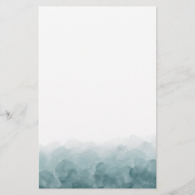 Tropical Teal Blue Watercolor Stationery (Front)