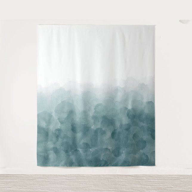 Tropical Teal Blue Watercolor Tapestry (Front)