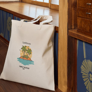 Tropical Teal Family Vacation Cruise Personalise Large Tote Bag