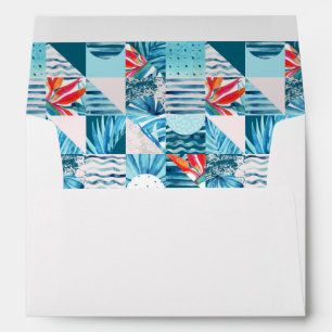 Tropical Teal Geometric Abstract Pattern Envelopes