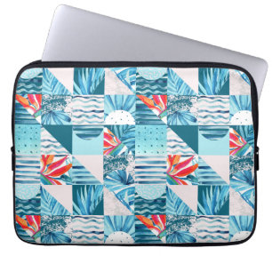 Tropical Teal Geometric Abstract Pattern Laptop Sleeve