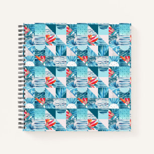 Tropical Teal Geometric Abstract Pattern Notebook