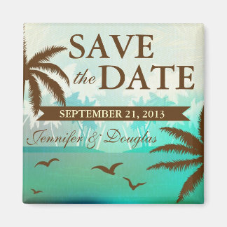 Tropical Teal Scenic Beach Save the Date Magnets