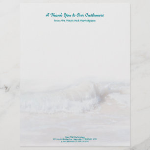 Tropical Teal Text Ocean Waves Business Stationery Letterhead Design