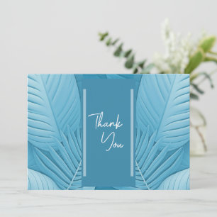Tropical Teal Wedding 4 Photos Flat Thank You Card