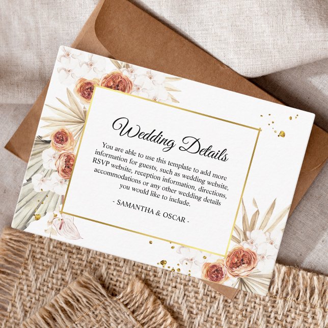 Tropical Terracotta Dried Palm Leaf Gold Frame Enclosure Card (Creator Uploaded)