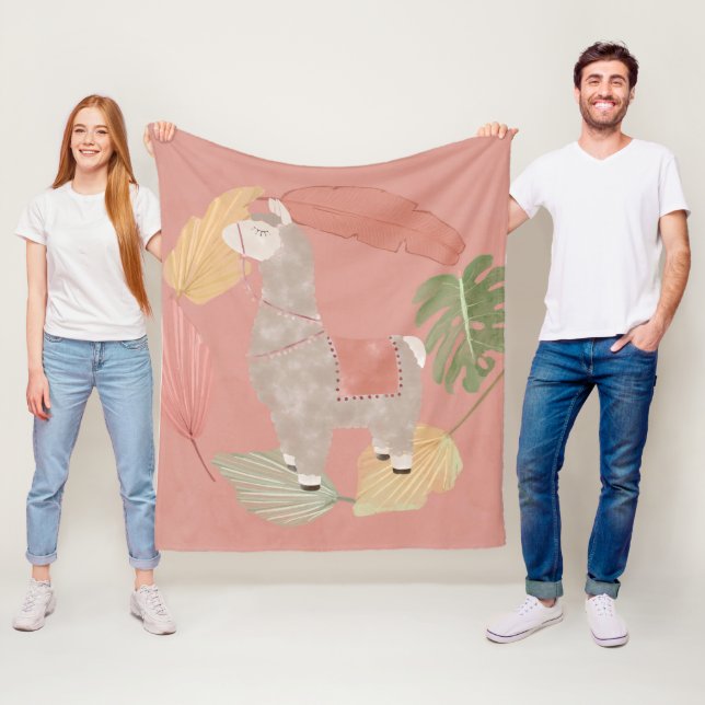 Tropical Terracotta Llama  Fleece Blanket (In Situ)