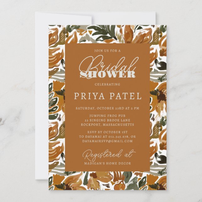 Tropical Terracotta Neutral Boho Bridal Shower Invitation (Front)