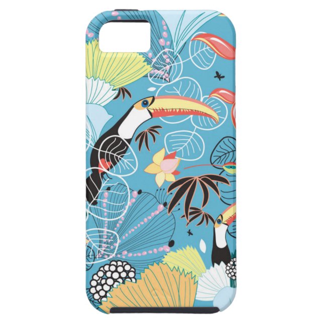 Tropical Texture With Toucans and Hummingbirds Case-Mate iPhone Case (Back)