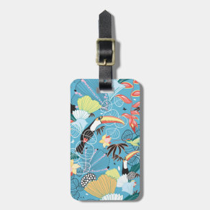 Tropical Texture With Toucans and Hummingbirds Luggage Tag