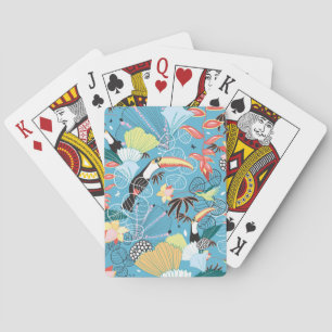 Tropical Texture With Toucans and Hummingbirds Playing Cards
