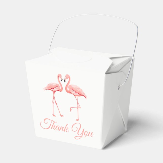 Tropical Thank You Pink Wedding Flamingos Bridal Favour Box (Front Side)