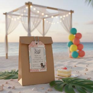 Tropical The Big One Surf Dachshund Birthday Gift Tags