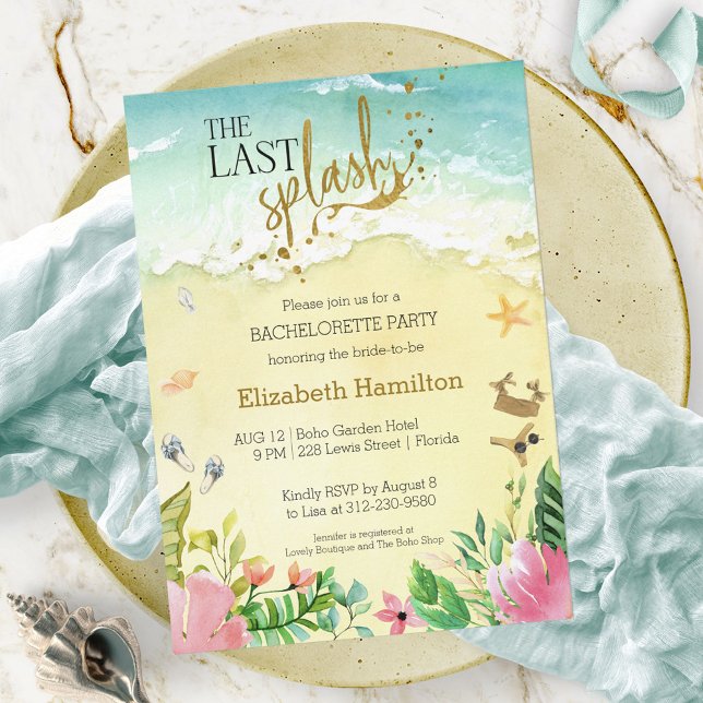 Tropical The last splash Bachelorette Party Invitation (Creator Uploaded)