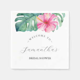 Tropical Theme Bridal Shower Hibiscus Flower Napkin