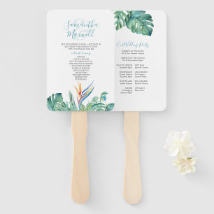 Tropical Theme Floral Wedding Program Hand Fan
