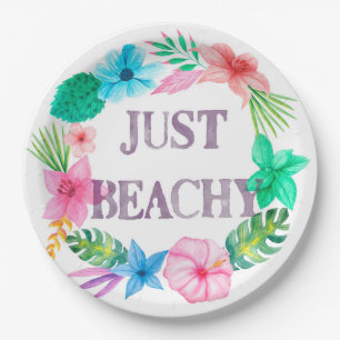 Tropical Theme Paper Plates for Luau Beach Party